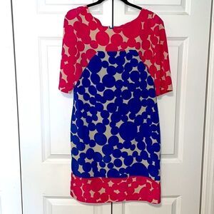 Yoana Baraschi polka dot dress in bold blue and pink size medium